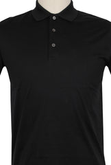 $225 Fiori Di Lusso Dark Blue Solid Cotton Polo - (FL282556) - Parent