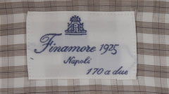 $600 Finamore Napoli Brown Check Shirt - Extra Slim - (FN311251) - Parent