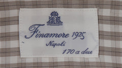$600 Finamore Napoli Brown Check Shirt - Extra Slim - (FN311251) - Parent