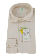 $400 Finamore Napoli Beige Fancy Linen Shirt - Extra Slim - (FN115264) - Parent