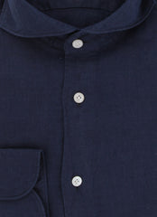 $400 Finamore Napoli Navy Blue Shirt - Extra Slim - (FN716242) - Parent
