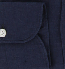 $400 Finamore Napoli Navy Blue Shirt - Extra Slim - (FN716242) - Parent