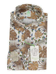 $400 Finamore Napoli Brown Linen Shirt - Extra Slim - XS US/XS EU - (FN716245)