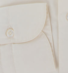 $400 Finamore Napoli Off White Solid Cotton Shirt - Extra Slim - (FN115261) - Parent