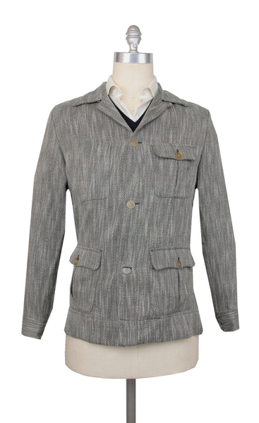 Finamore Napoli Green Herringbone Overshirt - (FN123242) - Parent