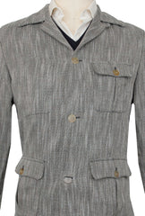 Finamore Napoli Green Herringbone Overshirt - (FN123242) - Parent