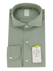 Finamore Napoli Green Solid Cotton Shirt - Extra Slim - 15.5/39 - (FN1302410)