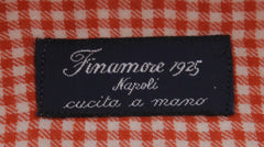 $450 Finamore Napoli Orange Micro-Check Shirt - Slim - (FN12272412) - Parent
