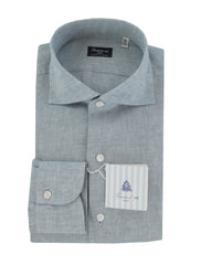$450 Finamore Napoli Light Blue Linen Shirt - Slim - (FN8282418) - Parent