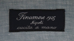 $450 Finamore Napoli Light Blue Linen Shirt - Slim - (FN8282418) - Parent