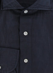 $600 Finamore Napoli Dark Blue Shirt - Slim - (FN102258) - Parent