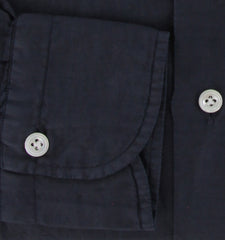 $600 Finamore Napoli Dark Blue Shirt - Slim - (FN102258) - Parent