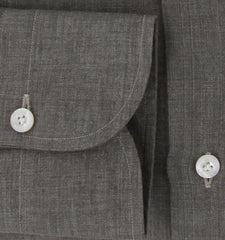 $450 Finamore Napoli Green Solid Linen Shirt - Slim - (FN1227241) - Parent