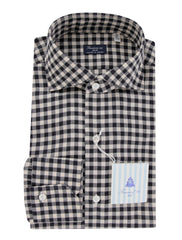 Finamore Napoli Black Check Cotton Shirt - Slim - 15/38 - (FN130243)