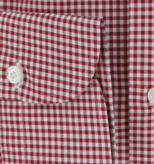 $450 Finamore Napoli Red Check Cotton Shirt - Slim - (FN127249) - Parent