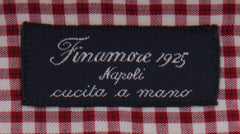 $450 Finamore Napoli Red Check Cotton Shirt - Slim - (FN127249) - Parent