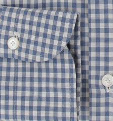 $450 Finamore Napoli Blue Check Cotton Shirt - Slim - (FN12272414) - Parent