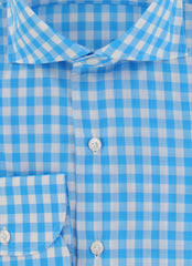 $600 Finamore Napoli Blue Check Carlo Riva 180/2 Shirt - Slim - (FN127247) - Parent