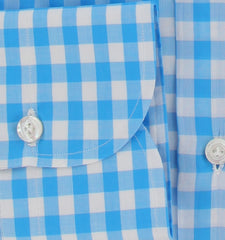 $600 Finamore Napoli Blue Check Carlo Riva 180/2 Shirt - Slim - (FN127247) - Parent