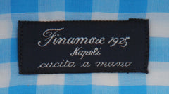 $600 Finamore Napoli Blue Check Carlo Riva 180/2 Shirt - Slim - (FN127247) - Parent