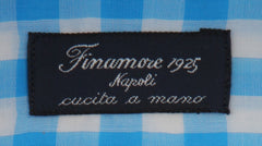 $600 Finamore Napoli Blue Check Carlo Riva 180/2 Shirt - Slim - (FN127247) - Parent