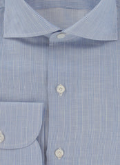 $600 Finamore Napoli Light Blue Striped Carlo Riva 180/2 Shirt - Slim - (FN8282412) - Parent