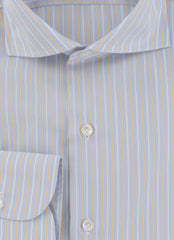 $450 Finamore Napoli Light Blue Striped Shirt - Slim - (FN127243) - Parent