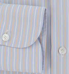 $450 Finamore Napoli Light Blue Striped Shirt - Slim - (FN127243) - Parent