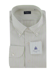 Finamore Napoli Green Striped Shirt - Slim - (2018030121) - Parent