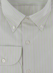 Finamore Napoli Green Striped Shirt - Slim - (2018030121) - Parent