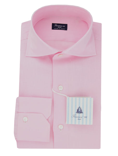 Finamore Napoli Pink Solid Linen Shirt - Slim - (FN192411) - Parent