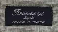 $450 Finamore Napoli Green Striped Linen Shirt - Slim - (FN8282420) - Parent