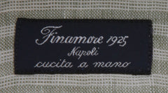 $450 Finamore Napoli Green Striped Linen Shirt - Slim - (FN8282420) - Parent