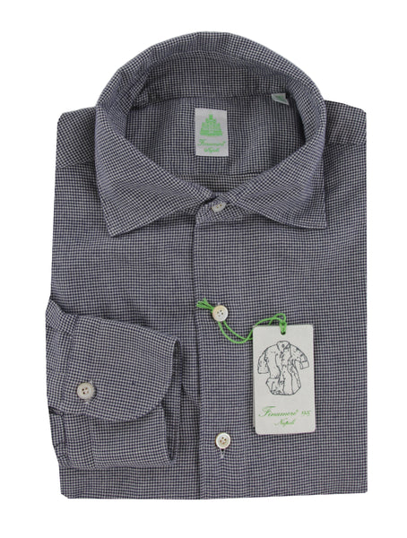 $450 Finamore Napoli Dark Blue Shirt - Full - (FN102255) - Parent
