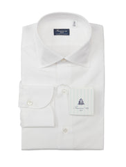 Finamore Napoli White Solid Cotton Shirt - Slim - 18/45 - (FN720226)