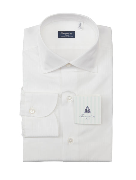 Finamore Napoli White Solid Cotton Shirt - Slim - (FN720226) - Parent