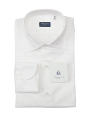 Finamore Napoli White Solid Cotton Shirt - Slim - 15.75/40 - (FN720225)
