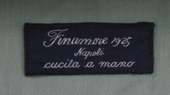 $600 Finamore Napoli Green Linen Blend Shirt - Slim - (FN102257) - Parent