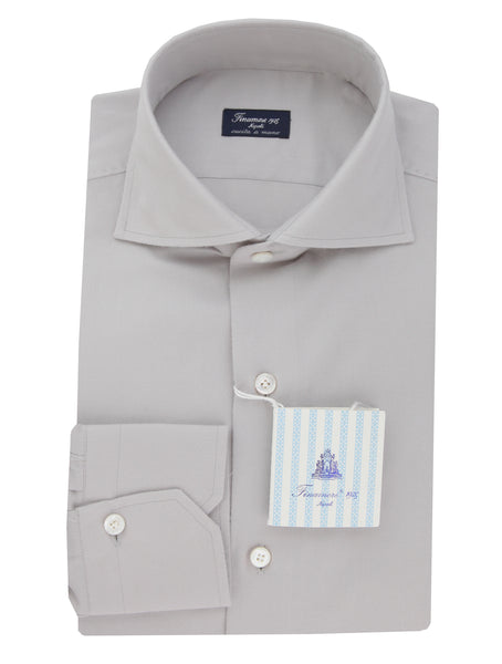 Finamore Napoli Light Gray Solid Cotton Shirt - Slim - (FN19241) - Parent