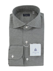 $450 Finamore Napoli Dark Green Shirt - Slim - (FN127246) - Parent