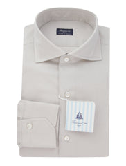 Finamore Napoli Light Gray Solid Cotton Shirt - Slim - 15.75/40 - (FN19246)