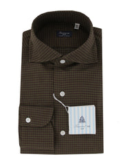 $450 Finamore Napoli Dark Green Cotton Shirt - Slim - 15.5/39 - (FN1272411)