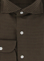 $450 Finamore Napoli Dark Green Cotton Shirt - Slim - (FN1272411) - Parent