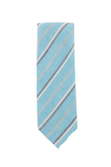 Finamore Napoli Light Blue Striped Silk Tie (1354)
