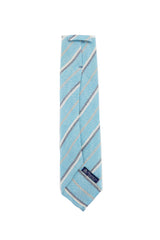 Finamore Napoli Light Blue Striped Silk Tie (1354)