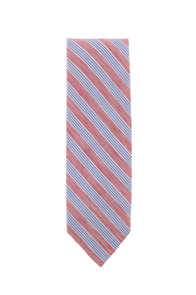 Finamore Napoli Multi-Colored Striped Linen Blend Tie (1308)