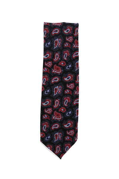 Finamore Napoli Black Paisley Silk Tie (1346)
