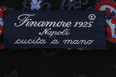 Finamore Napoli Black Paisley Silk Tie (1346)
