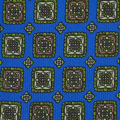 $195 Finamore Napoli Blue Fancy Silk Tie - x - (FN107266)