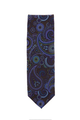 $195 Finamore Napoli Brown Paisley Silk Tie - x - (FN107265)